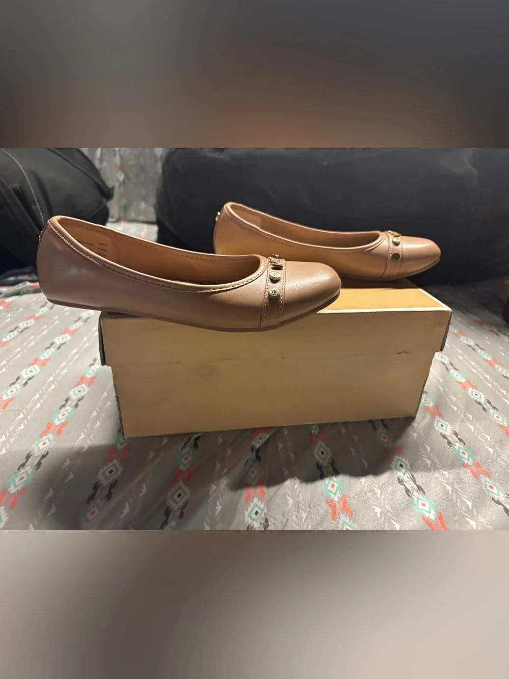 ✴️MICHAEL Michael Kors Girls Pink-Tan Logo Ballet Flats